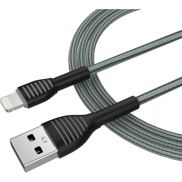 Кабель COLORWAY Cloth Braided USB to Apple Lightning 3A 1м Gray (CW-CBUL041-GR)