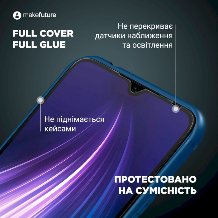 Защитное стекло MAKE Full Cover Full Glue для Galaxy A22 (MGF-SA22)