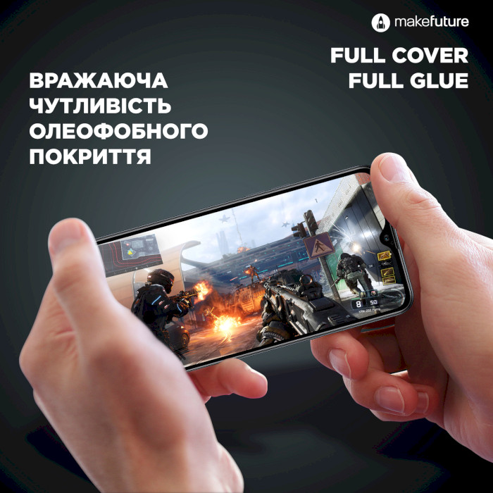 Защитное стекло MAKE Full Cover Full Glue для Galaxy A22 (MGF-SA22)