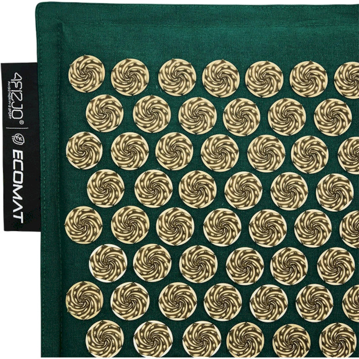 Акупунктурний килимок (аплікатор Кузнєцова) з подушкою 4FIZJO Eco Mat 68x42cm Navy Green/Gold (4FJ0251)