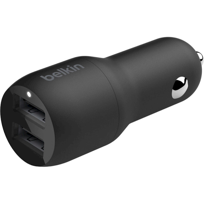 Автомобільний зарядний пристрій BELKIN Boost Up Charge Dual USB-A Car Charger 24W w/USB-A to Lightning cable Black w/Lightning cable (CCD001BT1MBK)