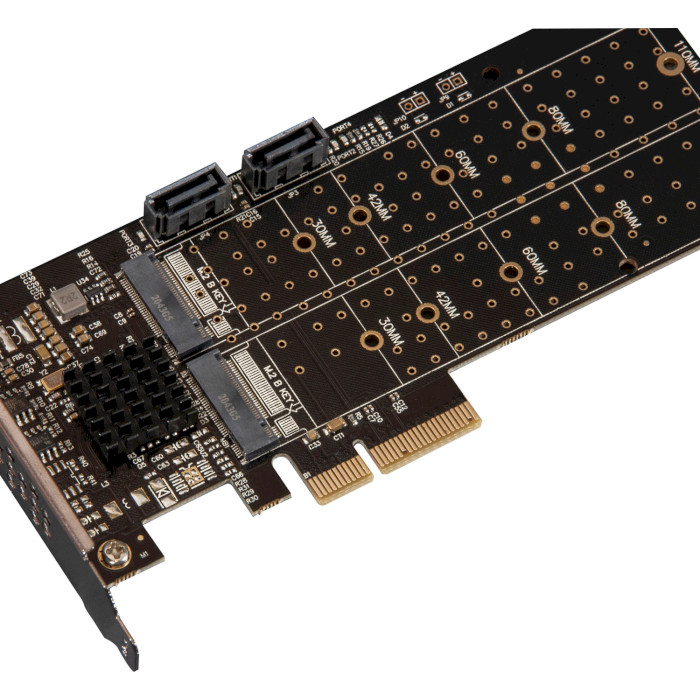 Контролер FRIME PCIe x4 to 2xM.2 (B key) + 2xSATA (ECF-PCIETOSSD012.LP)