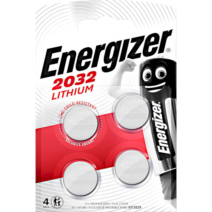 Батарейка ENERGIZER Lithium CR2032 240mAh 4шт/уп (637762)