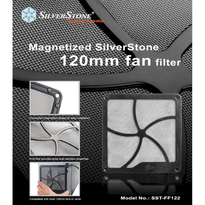Пиловий магнітний фільтр SILVERSTONE FF122 Black (SST-FF122B)