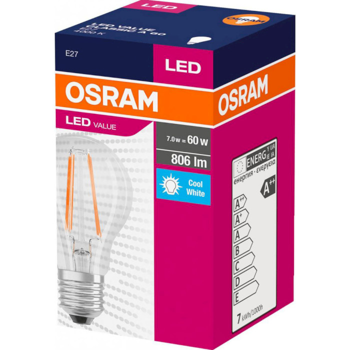 Лампочка LED OSRAM LED Value A60 E27 6.5W 4000K 220V (4058075288645)