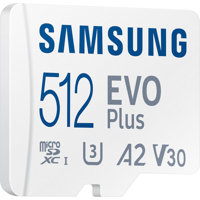 Карта пам'яті SAMSUNG microSDXC EVO Plus 512GB UHS-I U3 V30 A2 Class 10 + SD-adapter (MB-MC512KA)