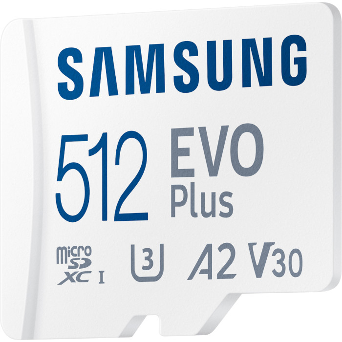 Карта памяти SAMSUNG microSDXC EVO Plus 512GB UHS-I U3 V30 A2 Class 10 + SD-adapter (MB-MC512KA)