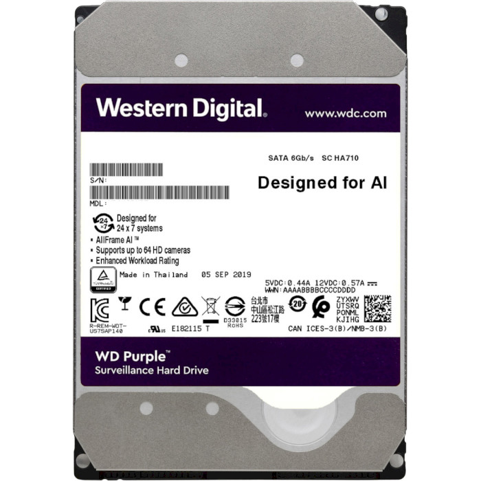 Жорсткий диск 3.5" WD Purple 18TB SATA/512MB (WD181PURP)