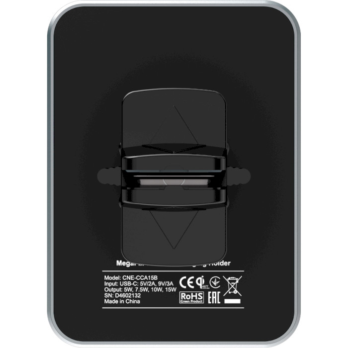 Автотримач для смартфона з бездротовою зарядкою CANYON Car Holder and Wireless Charger Megafix (CNE-CCA15B)