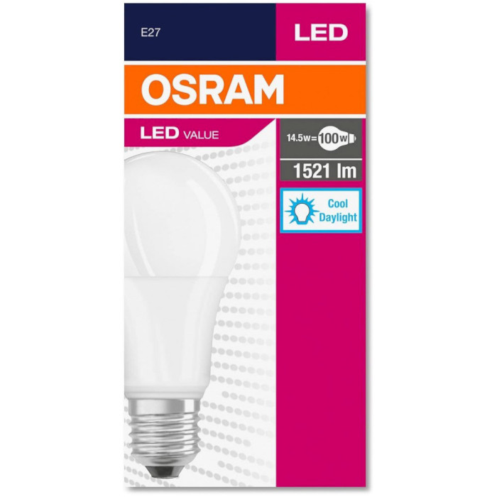 Лампочка LED OSRAM LED Value A60 E27 14.5W 6500K 220V (4052899971042)