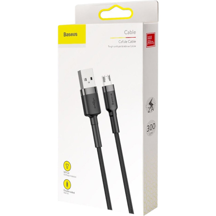 Кабель BASEUS Cafule Cable USB for Micro 3м Gray/Black (CAMKLF-HG1)