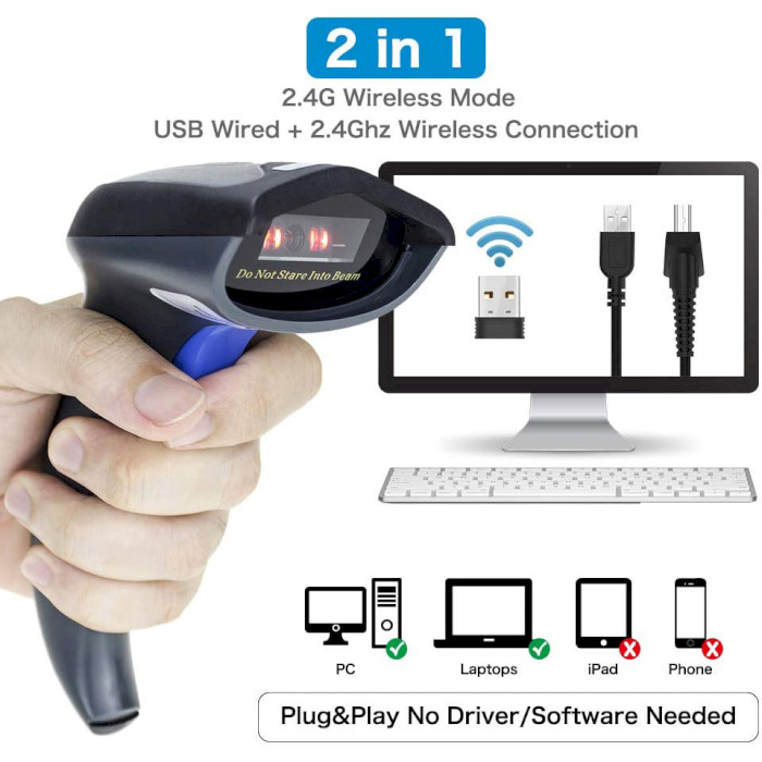 Сканер штрих-кодов NETUM NT-W6-X 1D USB/BT
