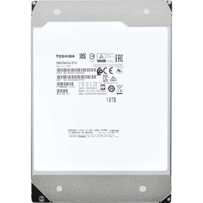 Жёсткий диск 3.5" TOSHIBA MG09 18TB SATA/512MB (MG09ACA18TE)