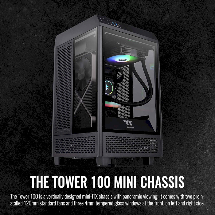 Корпус THERMALTAKE The Tower 100 Black (CA-1R3-00S1WN-00)