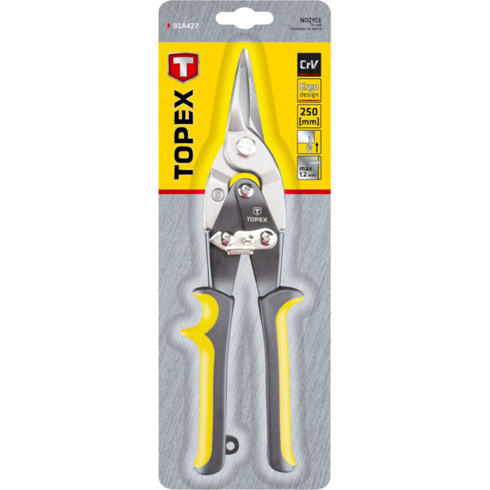 Ножиці по металу TOPEX 250мм, прямий різ (01A427)