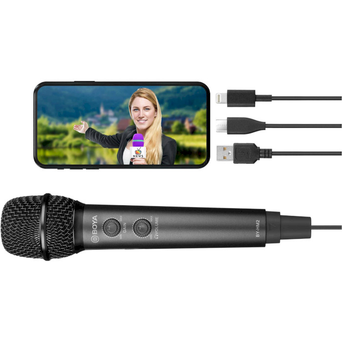 Микрофон для стриминга/подкастов BOYA BY-HM2 Handheld Digital Condenser Microphone