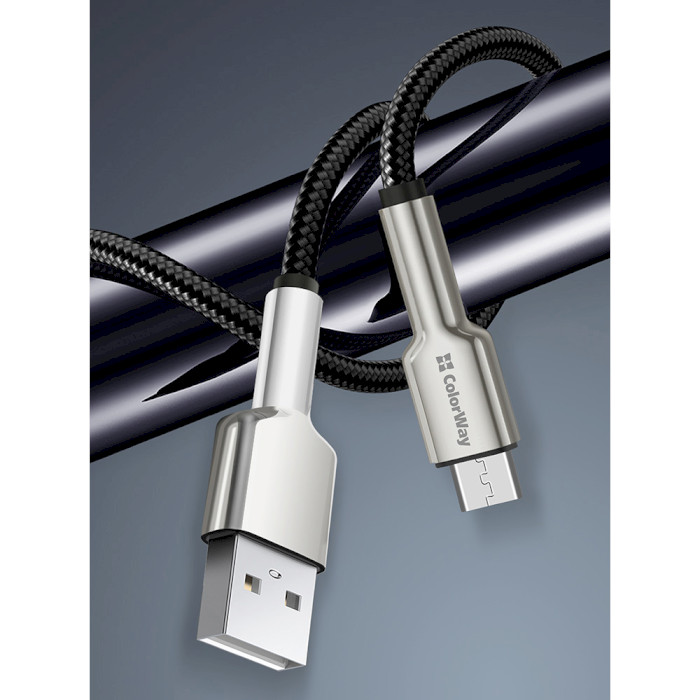 Кабель COLORWAY Head Metal Nylon Braided USB to Micro-B 2.4A 1м Black (CW-CBUM046-BK)