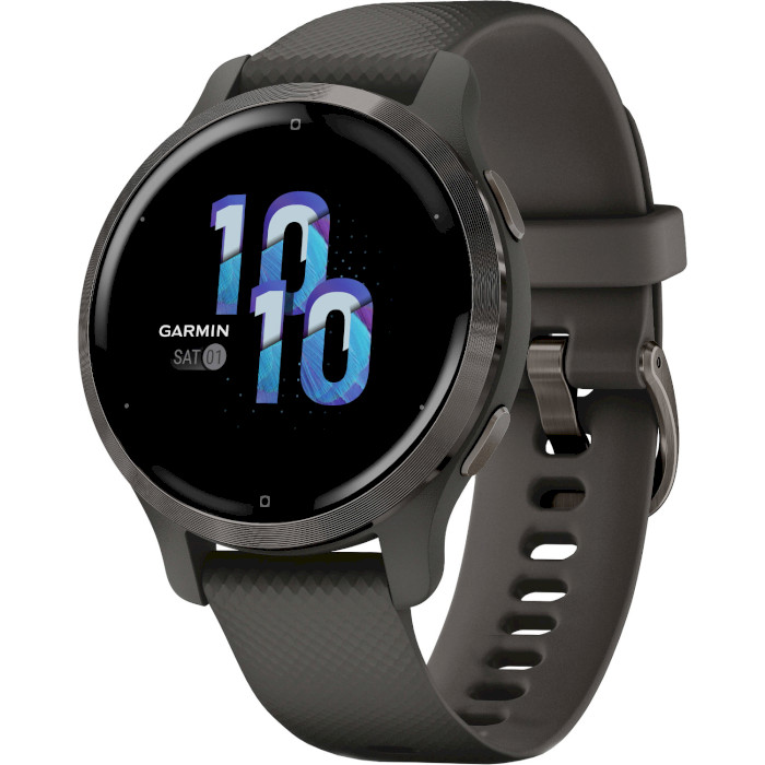 Смарт-годинник GARMIN Venu 2S Slate Stainless Steel Bezel with Graphite Case and Silicone Band (010-02429-10)