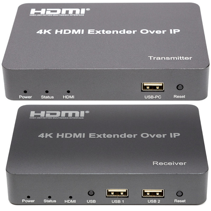 Подовжувач HDMI по крученій парі POWERPLANT HDMI v1.4 Gray (CA912957)
