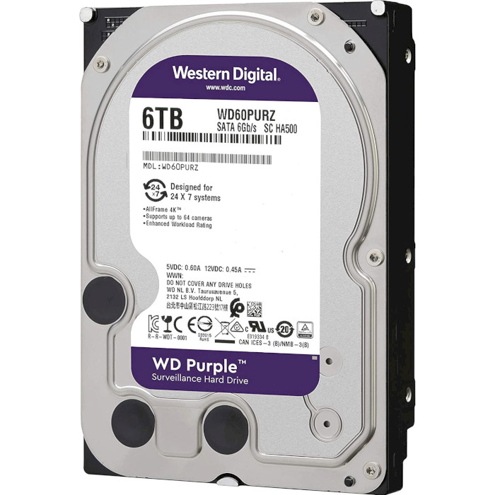 Жорсткий диск 3.5" WD Purple 6TB SATA/256MB (WD63PURZ)