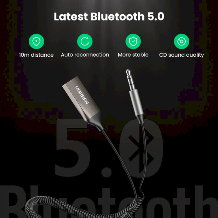 Bluetooth аудіо адаптер UGREEN CM310 Bluetooth Car Receiver Aux (70603)