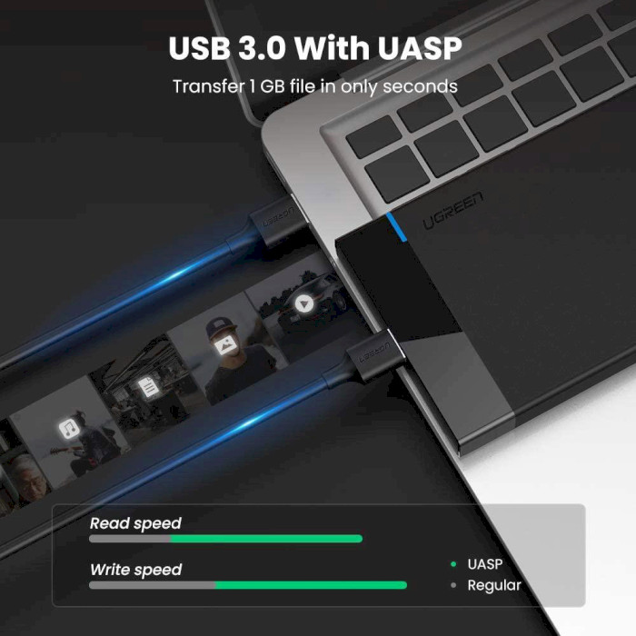 Кишеня зовнішня UGREEN US221 External Hard Drive Enclosure 2.5" SATA to USB 3.0 (30848)