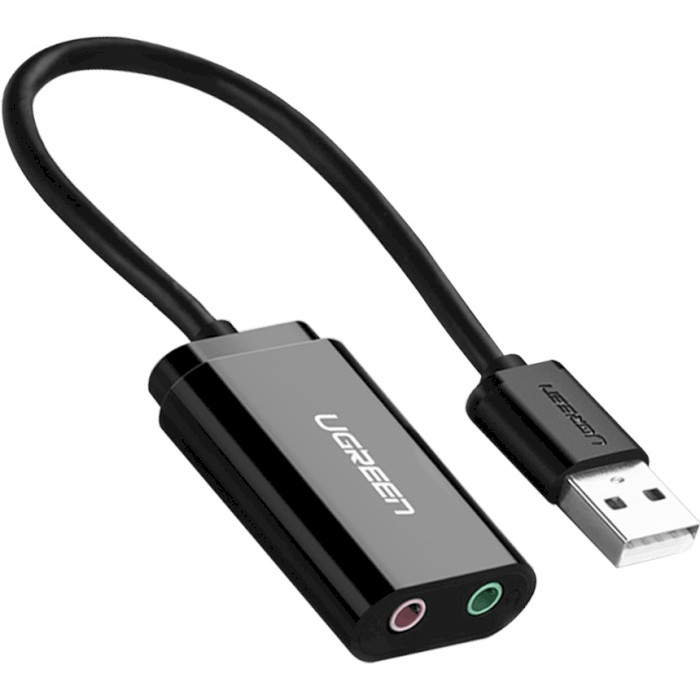 Внешняя звуковая карта UGREEN US205 USB 2.0 External Sound Adapter Black (30724)