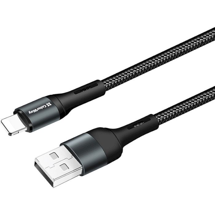 Кабель COLORWAY Nylon Braided USB to Apple Lightning 2.4A 1м Black (CW-CBUL045-BK)