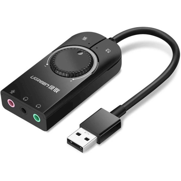 Внешняя звуковая карта UGREEN CM129 USB External Stereo Sound Adapter Black (40964)