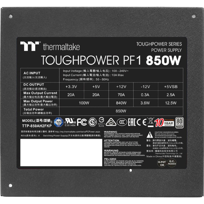 Блок питания 850W THERMALTAKE Toughpower PF1 850 (PS-TPD-0850FNFAPE-1)