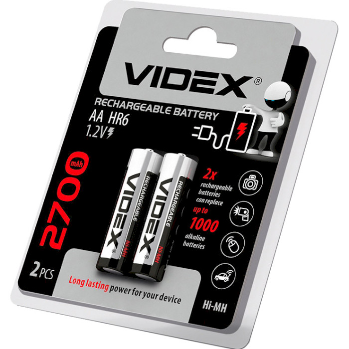 Аккумулятор VIDEX Rechargeable AA 2700mAh 2шт/уп (HR6/2700/2DB)