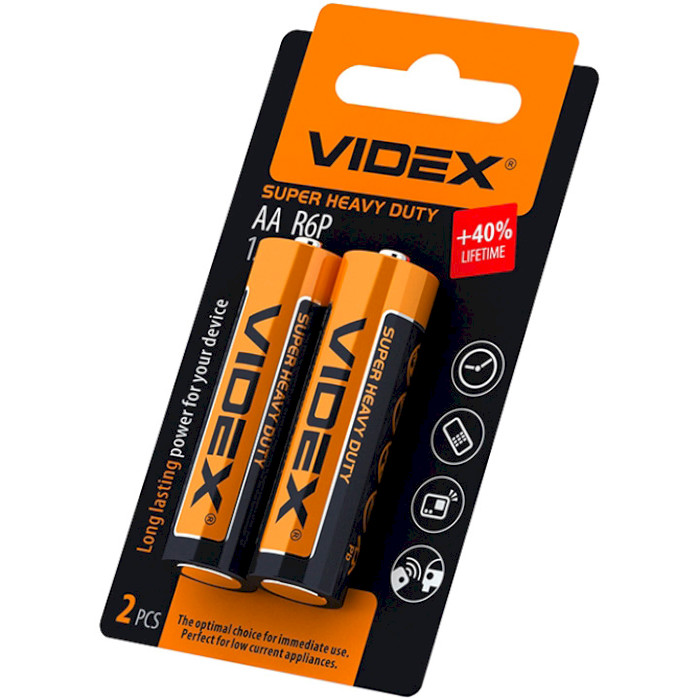 Батарейка VIDEX Super Heavy Duty AA 850mAh 2шт/уп (R6P/AA 2PCS SB)