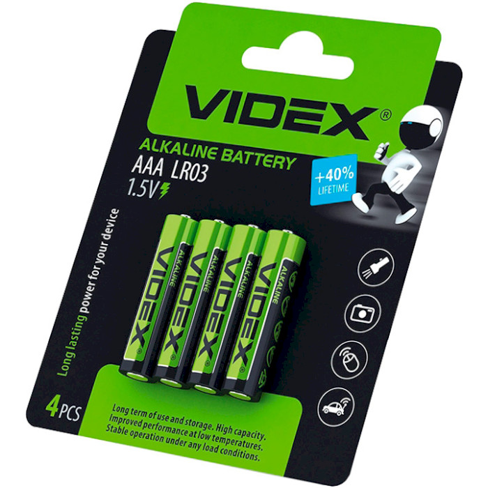 Батарейка VIDEX Alkaline AAA 1200mAh 4шт/уп (LR03/AAA 4PCS BC)