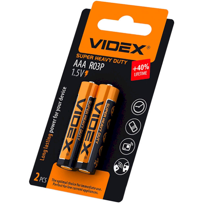 Батарейка VIDEX Super Heavy Duty AAA 410mAh 2шт/уп (R03P/AAA 2PCS SB)