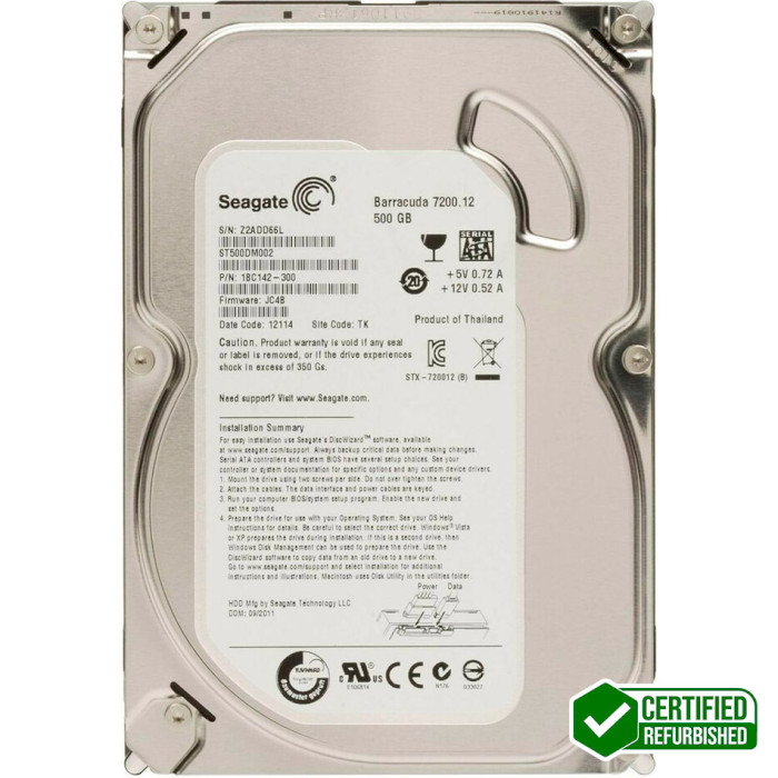 Жёсткий диск 3.5" SEAGATE Desktop 500GB SATA/16MB (ST500DM002-FR) Refurbished