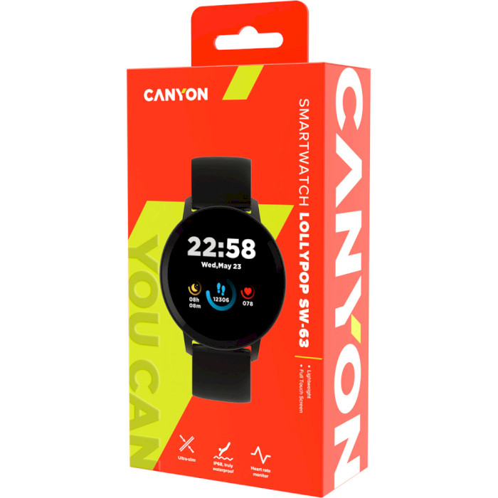 Смарт-годинник CANYON SW-63 Lollypop Black (CNS-SW63BB)