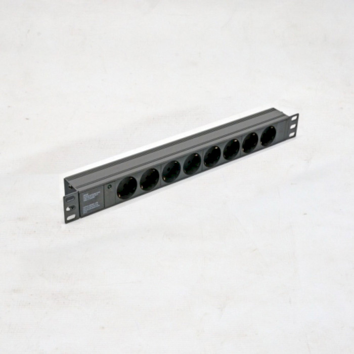 Блок розеток KINGDA 19", 1U, 8xSchuko, 10А, без выключателя, без кабеля (KD-GER(16)N1008WKPB19A-C14)