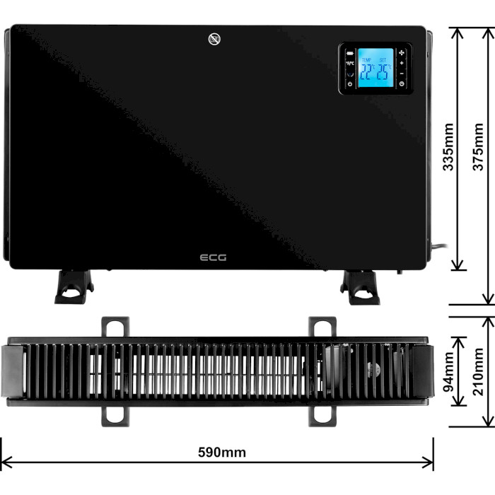 Электрический конвектор ECG TK 2080 DR Black, 2000 Вт