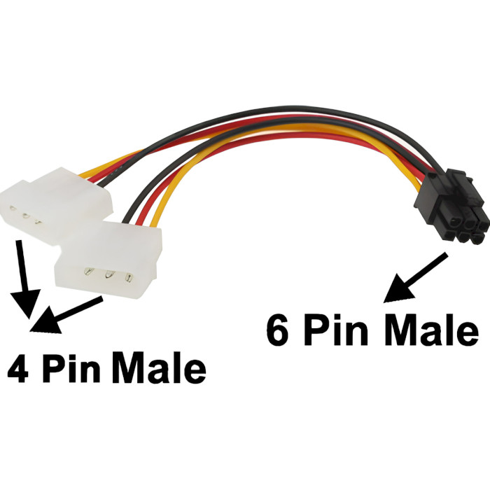 Кабель питания для видеокарты 2xMolex to PCIe 6-pin (S0111)