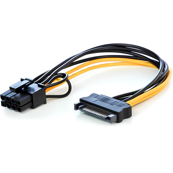 Кабель питания для видеокарты SATA(F) to PCIe 6+2-pin(M) 20см (S0707)