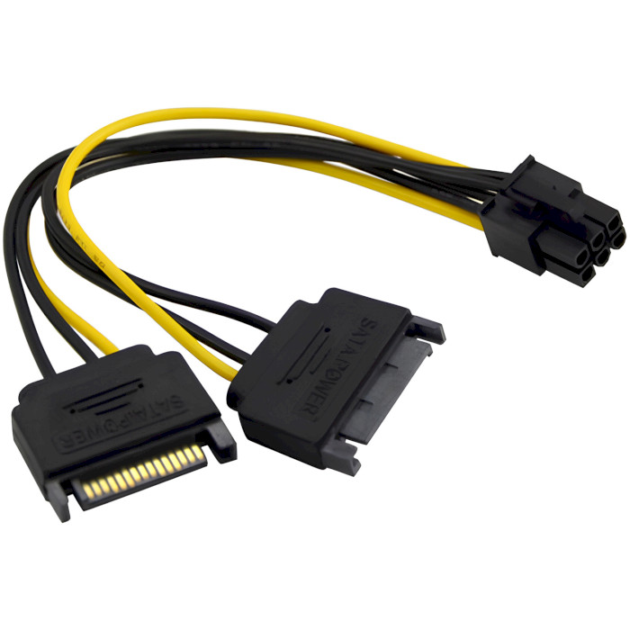 Кабель живлення для відеокарти SATA(F) to PCIe 6-pin(M) (S0409)