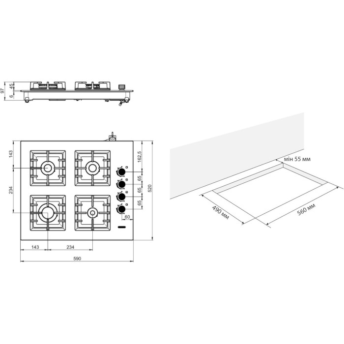 Варильна поверхня газова ELEYUS Irma 60 BL CWF