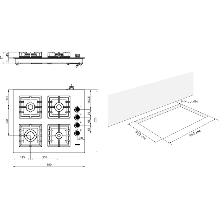 Варильна поверхня газова ELEYUS Irma 60 WH CF