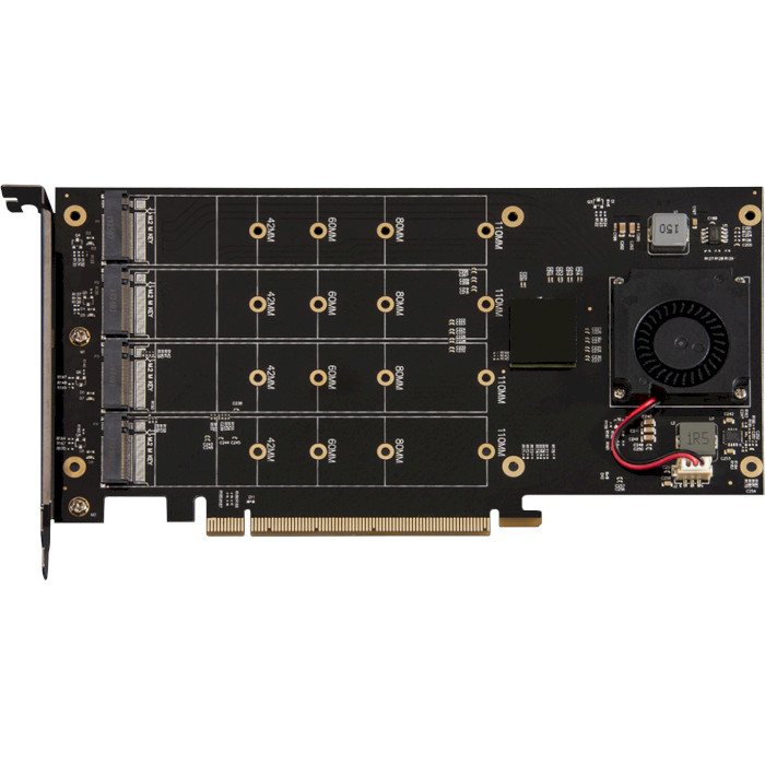 Контролер FRIME PCIe x16 to 4 x M.2 (M Key) (ECF-PCIETOSSD013)