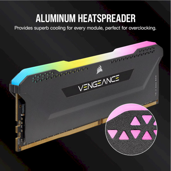 Модуль памяти CORSAIR Vengeance RGB Pro SL Black DDR4 3200MHz 16GB Kit 2x8GB (CMH16GX4M2E3200C16)