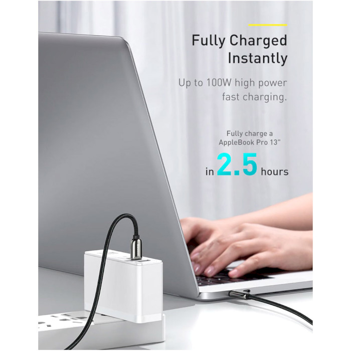 Кабель BASEUS Display Fast Charging Data Cable Type-C to Type-C 100W 2м Black (CATSK-C01)