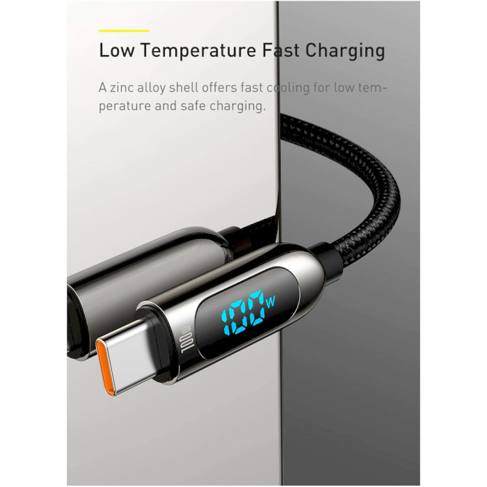 Кабель BASEUS Display Fast Charging Data Cable Type-C to Type-C 100W 2м Black (CATSK-C01)