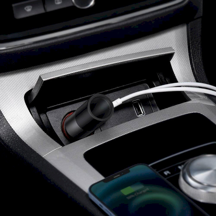 Зарядний пристрій BASEUS Share Together Fast Charge Car Charger w/Cigarette Lighter Expansion Port U+U 120W Gray (CCBT-D0G)