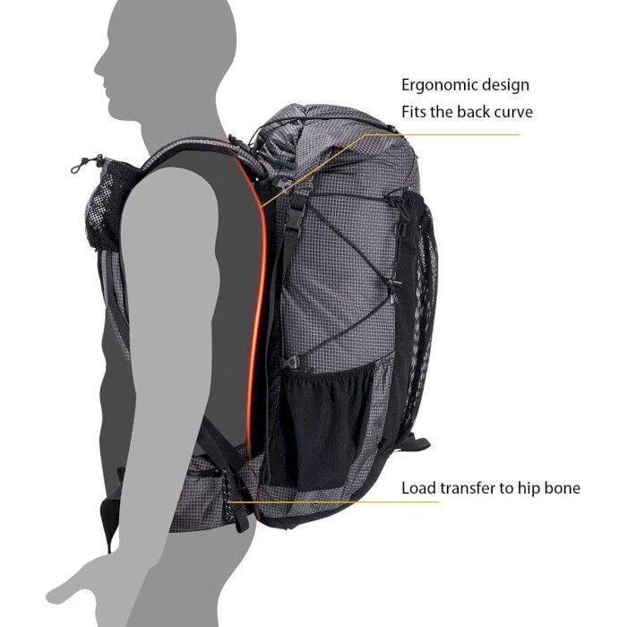 Туристический рюкзак NATUREHIKE Rock Hiking Backpack 40+5L Black (NH20BB113)