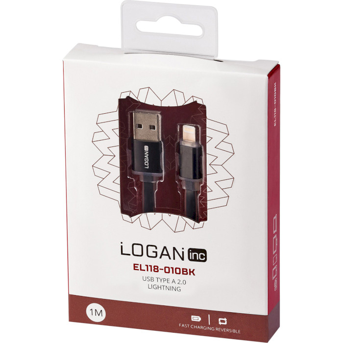 Кабель LOGAN USB 2.0 AM/Lightning 1м Black